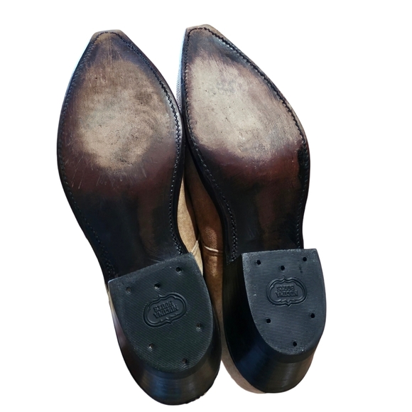 NOCONA BOOTS Women's Tan Suede Pointed Snake Toe Stacked Heel Western Ankle Boot - Picture 9 of 16